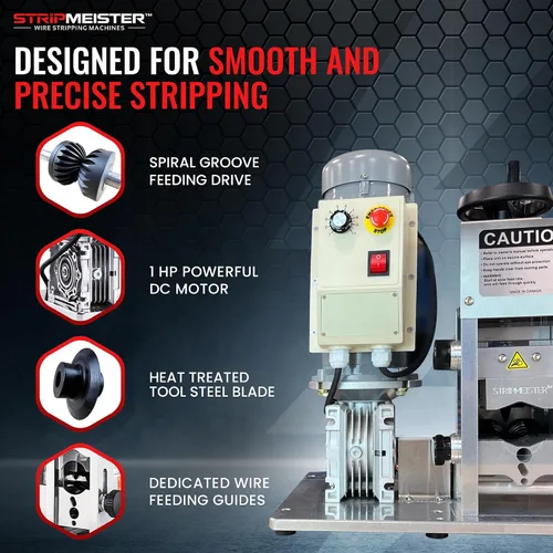 Miniatura 3 de StripMeister Máquina peladora de cables industrial E2000x - Tamaño de cable de hasta Ø3-1/8", sin atascos, pelacables automático con motor de CC