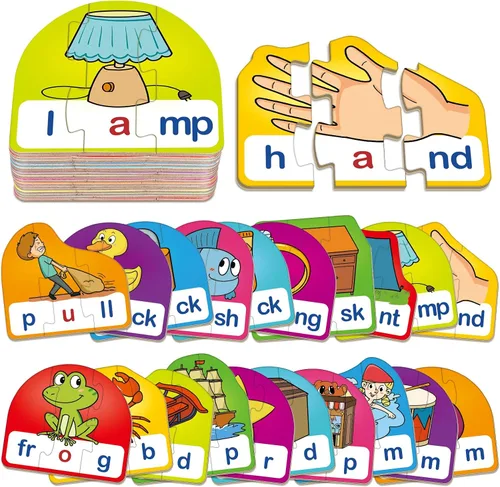Miniatura 8 de Tarjetas de rompecabezas CVC para niños, juguetes de terapia del habla para niños pequeños, rompecabezas de palabras de 3 letras, juego de lectura