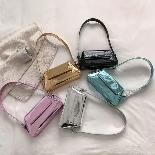 Miniatura 8 de Bolso de noche para mujer, bolso de mano Y2k, plateado brillante, bolso de mano, bolso de fiesta, lindo bolso metálico