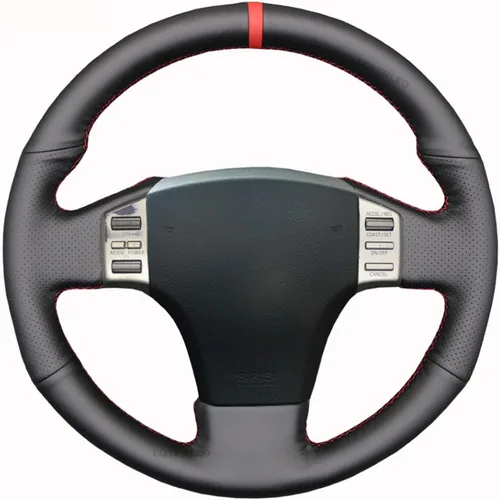 Funda de cuero negro para volante de automóvil para Infiniti G35 2003-2006 para Nissan Skyline V35 2003-2006 cubierta de volante de automóvil cosida