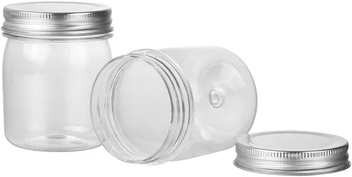 Miniatura 4 de Tarros de plástico reutilizables con tapa hermética plateada, tarros transparentes de 8 onzas para alimentos secos, café, sin BPA