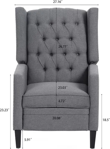 Miniatura 2 de Silla reclinable con respaldo ajustable, cómoda silla reclinable con respaldo ajustable, sillón de tela copetuda con remaches vintage para sala