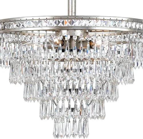 Miniatura 3 de Mercer - Candelabro convertible de cristal plateado con 7 luces, corte a mano, lámpara de techo - Candelabros para pasillo, sala de estar