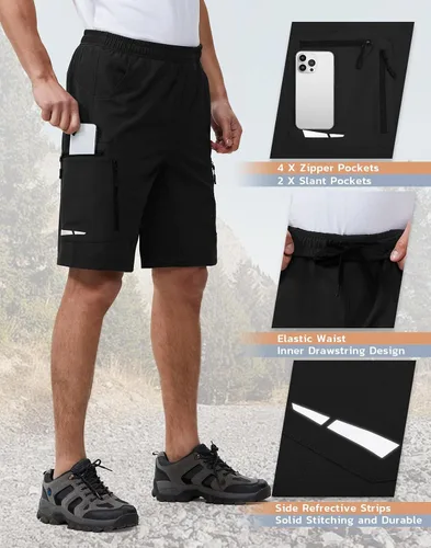 Miniatura 5 de Ally Pantalones cortos de ciclismo de montaña para hombre, acolchados en 4D, ligeros, holgados, con bolsillos con cremallera, para ciclismo