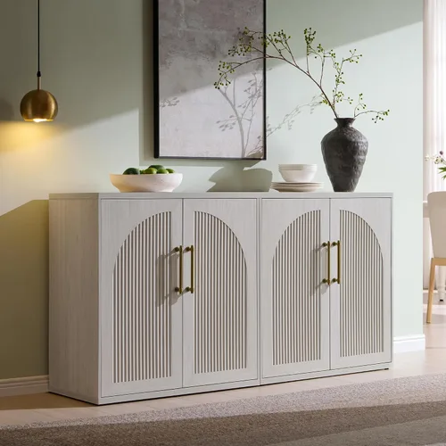 Miniatura 20 de ACCOHOHO Aparador de puerta arqueada, gabinete de buffet, gabinete de acento con estante ajustable, gabinete modular de madera para comedor, sala