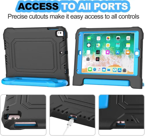 Miniatura 8 de YIHE - Funda infantil para iPad de 9.7 pulgadas con protector de pantalla, mango a prueba de golpes, funda convertible con soporte para iPad 9.7