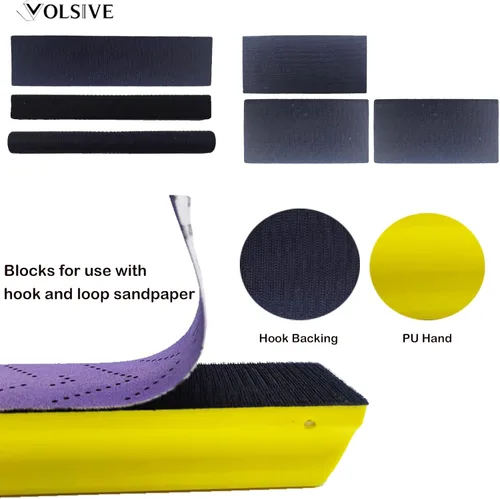 Miniatura 4 de VOLSIVE Juego de 7 piezas de bloque de lijado manual, almohadilla de lijado manual rectangular de mano, formas surtidas intercambiables de gancho