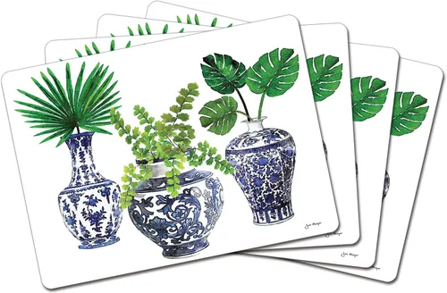 Miniatura 9 de Manteles Individuales Decorativos Premium de Tablero Duro para Mesa Jardín de Medianoche Negro y Blanco Paquete de 4 Fabricado en los Estados Unidos