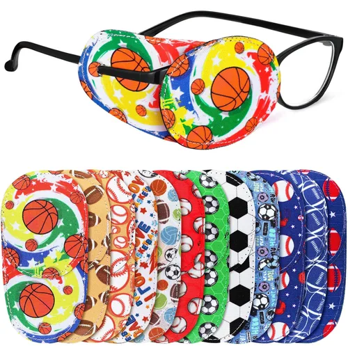 Miniatura 12 de Newcotte 12 piezas de parche para ojos para niños, reutilizable, ajustable, para niñas y niños, para gafas, para ojo izquierdo o derecho, patrones