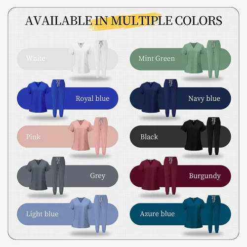 Miniatura 6 de VIAOLI Conjunto de ropa quirúrgica clásica con cuello en V y pantalón deportivo de yoga, uniforme médico de enfermería para mujer, conjunto