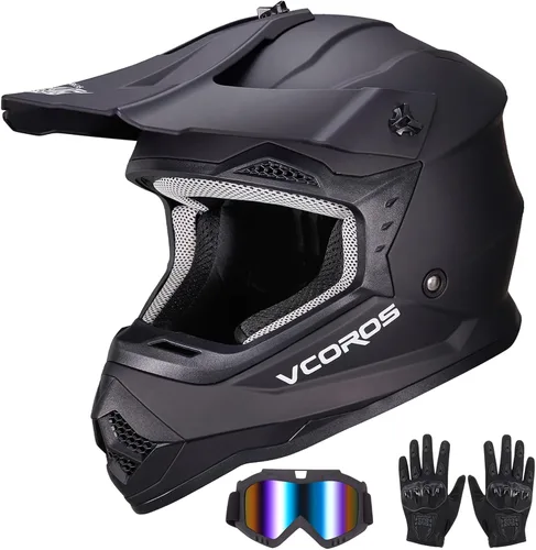 Miniatura 8 de VCOROS - Casco para niños y jóvenes, bicicleta de tierra, motocross, calle, todoterreno, BMX, MX, cuatrimoto, bicicleta de tierra, motocicleta