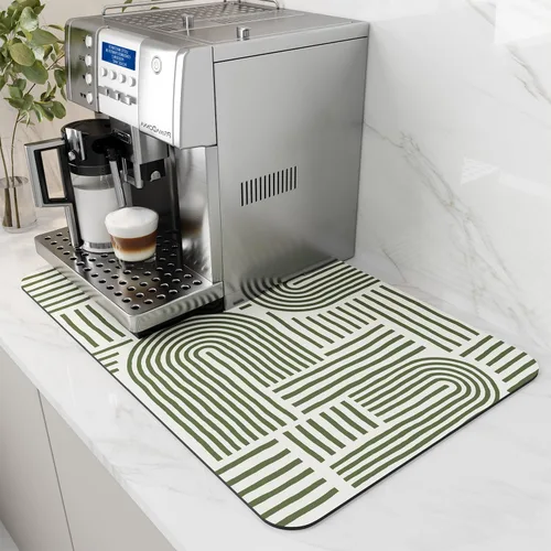 Miniatura 31 de AMOAMI Tapete de café absorbente con parte trasera de goma para secar platos para encimera de cocina, accesorios de bar para debajo de la cafetera