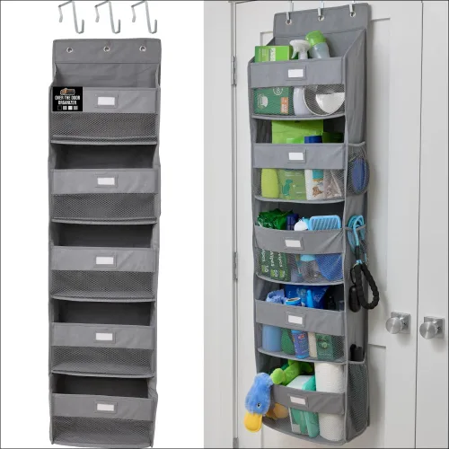 Miniatura 13 de Gorilla Grip - Zapatero para colgar en la puerta, 24 bolsillos de malla para sostener hasta 40 libras, organizador para parte trasera del armario
