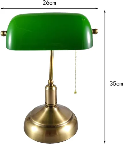 Miniatura 2 de Lámpara de escritorio de estilo retro, lámpara de escritorio con base de latón, pantalla de vidrio verde, lámpara de escritorio para banqueros