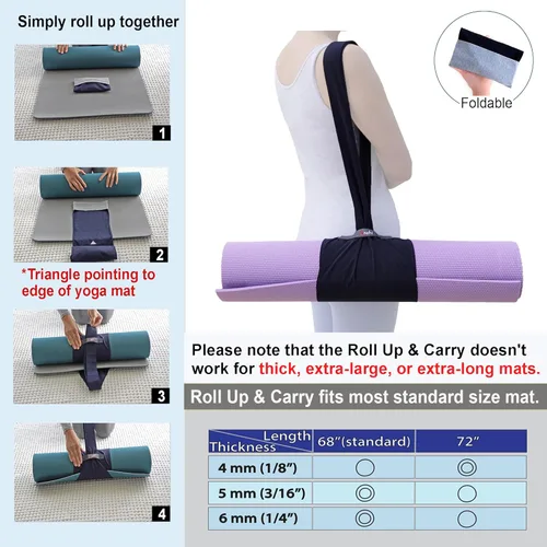 Miniatura 3 de Roll Up & Carry Portabicicletas plegables para esterilla de yoga – Poner y quitar al instante – Diseño innovador patentado – Material ligero lavable