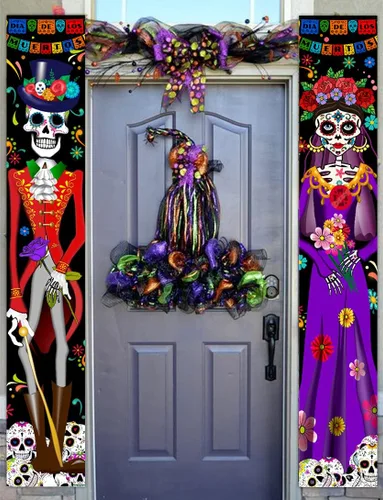 Miniatura 4 de Decoración del Día de los Muertos, decoración del Día de los Muertos, decoración mexicana, fiesta mexicana, calavera de azúcar, flores