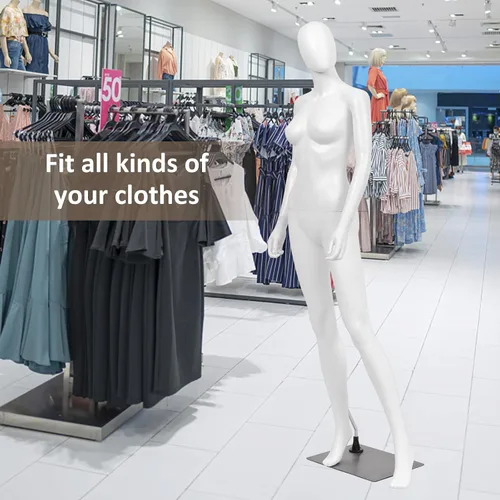 Miniatura 2 de S AFSTAR Maniquí femenino de 5.8 pies/70 pulgadas, forma de vestido ajustable y desmontable, modelo de maniquí de cuerpo completo, soporte de torso