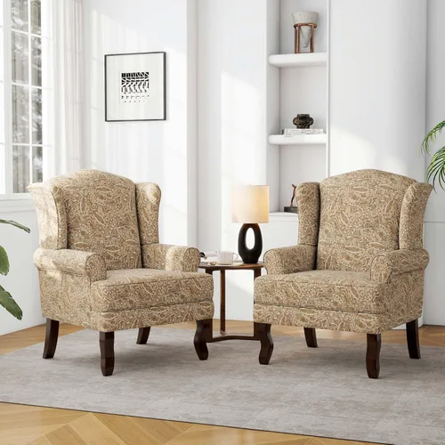 Miniatura 18 de Silla decorativa, sillón tapizado con respaldo alto con esponja de alta resistencia y patas de madera, sillas individuales modernas y cómodas de Un