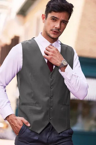 Miniatura 4 de COOFANDY Chaleco de traje de negocios para hombre, chaleco de vestir casual, chaleco ajustado