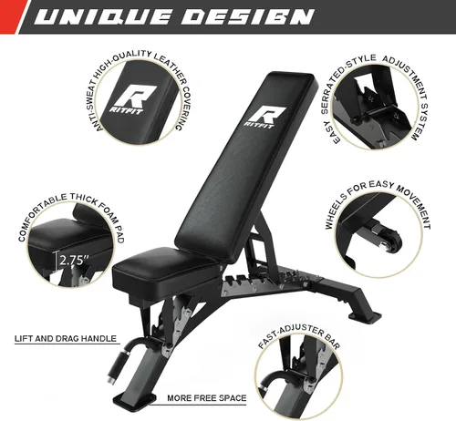 Miniatura 8 de RitFit El paquete multifunción de garaje y gimnasio en casa incluye jaula de potencia de 1200 libras PPC03/P3 con sistema de cruce de cables, banco