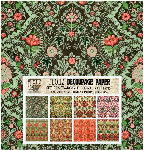Miniatura 15 de Paquete de papel para decoupage (24 hojas 15x15 cm) Marcos Art Nouveau con adornos FLONZ Papel vintage estilizado para decoupage y manualidades