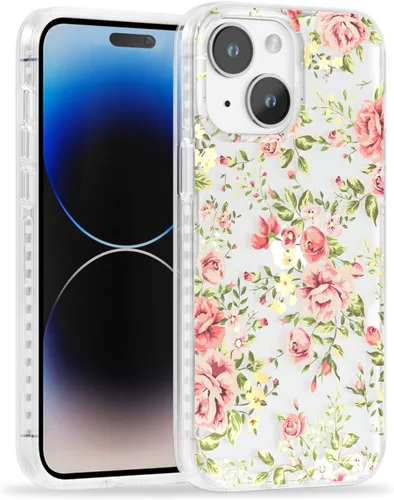Miniatura 24 de SCORPIFY Funda para iPhone 15 Pro Max con diseño floral de Nemophila azul, bonita funda transparente para teléfono para mujeres y niñas