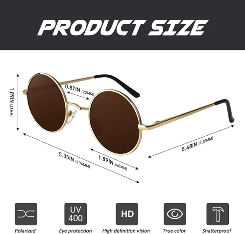 Miniatura 75 de CGID Gafas de sol unisex polarizadas redondas E01 Lennon