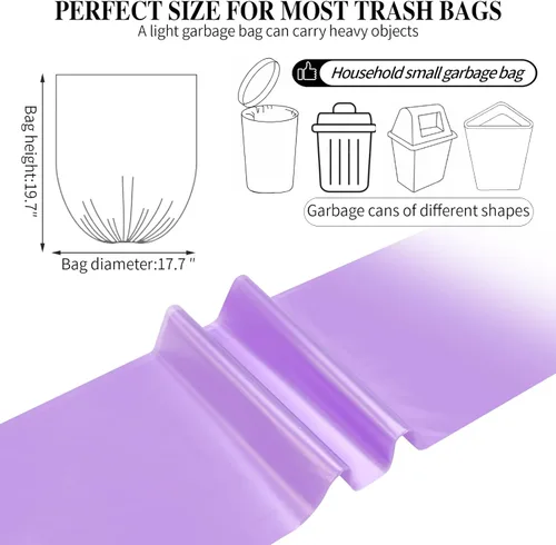 Miniatura 3 de 5 rollos de bolsas de basura pequeñas – 200 bolsas de basura pequeñas duraderas de 4 galones para el hogar, oficina, cocina, baño, dormitorio, forro