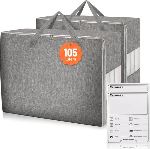 Miniatura 9 de Bolsas de almacenamiento para edredón Karceyworth, bolsas de almacenamiento extra grandes para ropa de cama con ventana transparente, asas