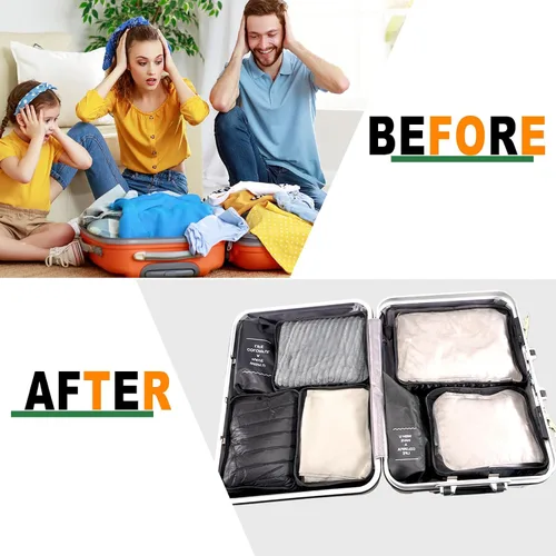 Miniatura 4 de Funarty Juego de 8 cubos de embalaje para maletas, cubos de compresión para equipaje de mano, bolsas organizadoras de equipaje para accesorios