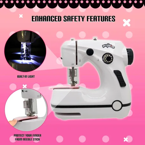 Miniatura 4 de Miraculous Ladybug - Máquina de Coser Mini de Marinette para Principiantes y Niños, Máquina Portátil de Doble Velocidad con Tela de Miraculous