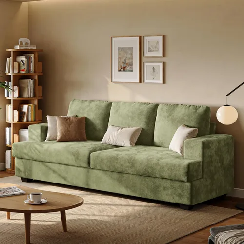 Miniatura 11 de Camillas marrones de 89 pulgadas para sala de estar, sofá de 3 plazas con asiento profundo, sofá biplaza de gran tamaño para apartamentos y espacios