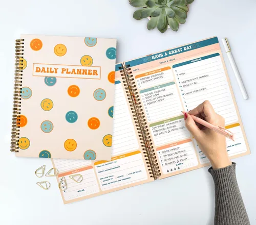 Miniatura 5 de Agenda diaria sin fecha de 8.5 x 11 pulgadas, cuaderno de lista de tareas, diario de seguimiento de hábitos, planificador A4 de tapa dura grande
