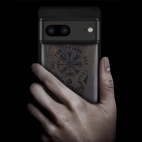 Miniatura 2 de Carveit Funda de madera para Pixel 7 [madera natural y TPU suave negro] a prueba de golpes, funda de madera única y elegante compatible con Google