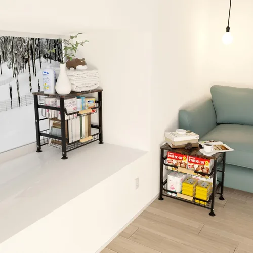 Miniatura 5 de Cesta de frutas y verduras para cocina, organizadores y almacenamiento de despensa de 3 niveles, organizador de aperitivos para encimera, carrito