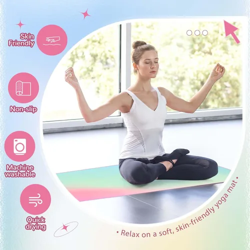 Miniatura 5 de Peryiter Toalla de yoga caliente, toalla de yoga con punto de agarre de microfibra antideslizante absorbente de sudor para pilates y fitness, 72 x