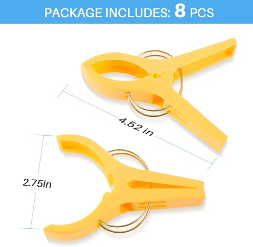 Miniatura 7 de JABINCO Clips para toallas de playa, clips para silla, soporte para toallas, pinzas de plástico para colgar ropa, amarillo, azul, verde, rojo