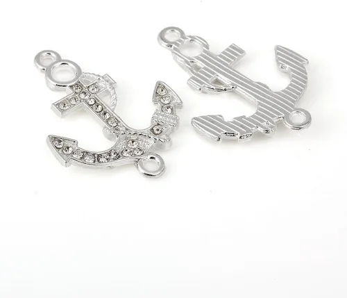 Miniatura 11 de RUBYCA 5pcs Metal Cruz Llave Lateral Conector Cuentas Cristal DIY Joyería Pulsera Tono Plata