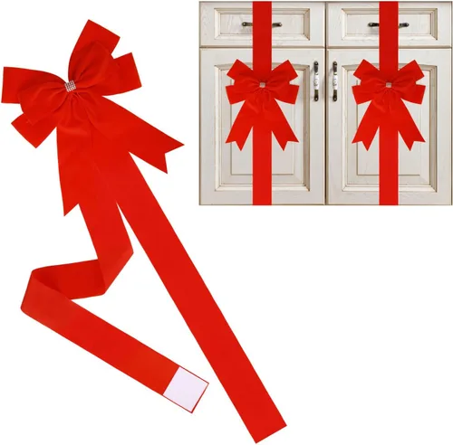 Miniatura 10 de Meseey 6 lazos grandes de terciopelo para armarios, lazos para puerta de armarios para Acción de Gracias, otoño, Halloween, Navidad, fiesta (negro)
