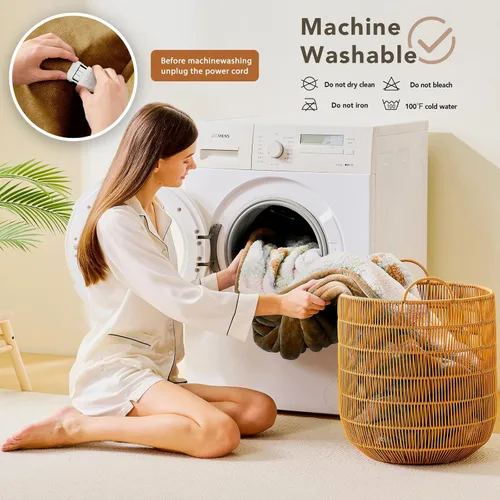 Miniatura 8 de JKMAX Manta eléctrica térmica tamaño individual, manta térmica de franela de 62 x 84 pulgadas con 10 niveles de calefacción y 5 ajustes de tiempo