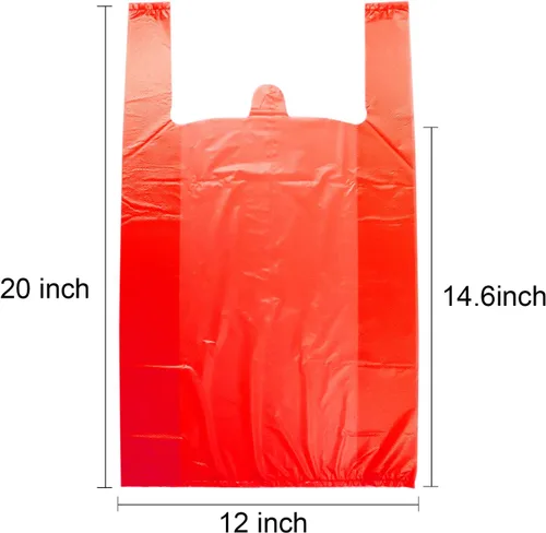 Miniatura 2 de LazyMe Bolsas para camisetas, bolsas de plástico con asas para comestibles y venta al por menor, Bolsas de plástico para negocio, 12x20 pulgadas
