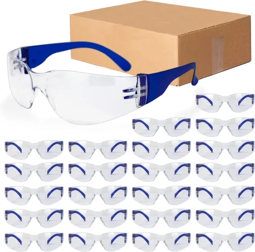 Miniatura 8 de SAFE HANDLER Gafas de seguridad con patillas de color transparente Talla única, para adultos, jóvenes, lentes de policarbonato protector
