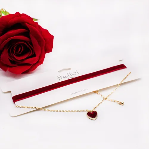 Miniatura 5 de haolry Gargantilla de corazón ajustable, collar clásico de terciopelo, gargantilla para mujeres y niñas