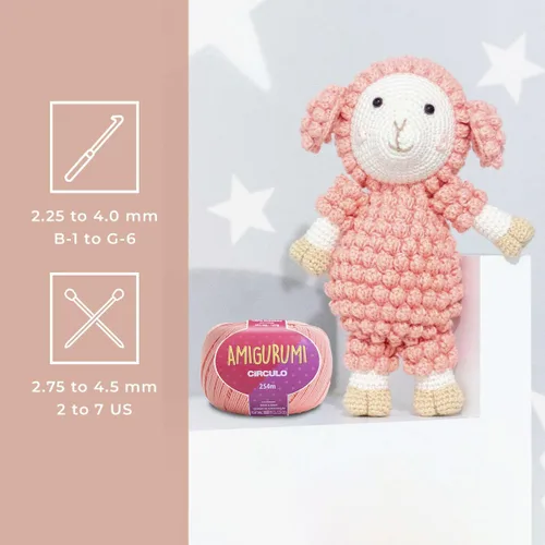 Miniatura 5 de Circulo Amigurumi Yarn, 100% Algodón Virgen Brasileño Mercerizado para Crochet y Tejido, Soft Art - Hilo de Peso Deportivo, 4.4 oz, 278 yardas