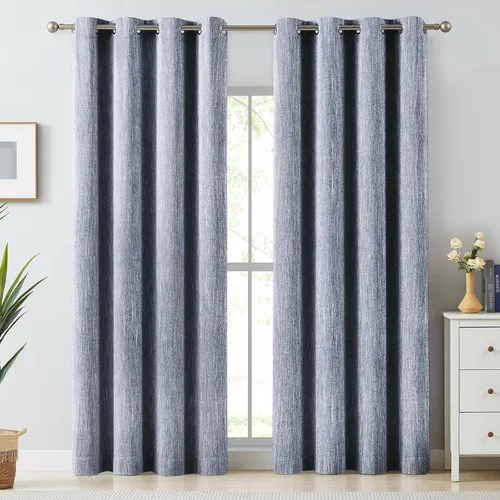 Miniatura 15 de Melodieux Elegantes cortinas opacas de algodón para oscurecer la habitación, para sala de estar, dormitorio, con aislamiento térmico, paneles