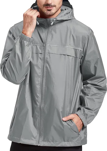 Miniatura 17 de SWISSWELL Chaqueta impermeable para hombre, rompevientos, ligera con capucha para uso diario casual