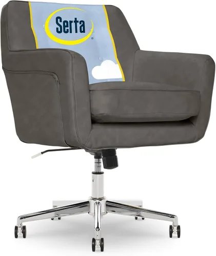 Miniatura 19 de Serta Ashleigh - Silla de oficina moderna, diseño acolchado de diamante, cojín de asiento de bobina de bolsillo, elegante sillón decorativo de Cuero