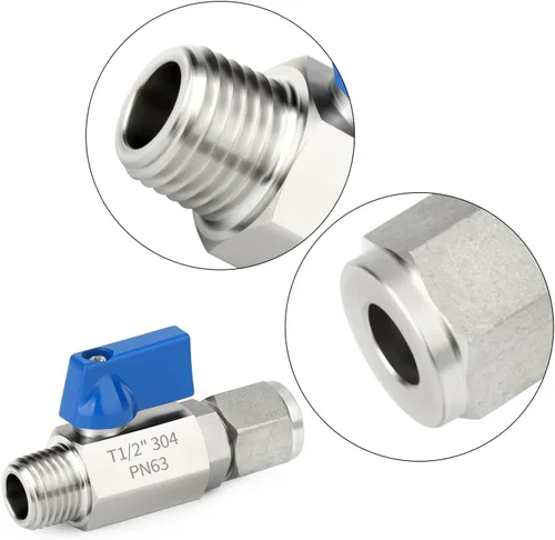 Miniatura 4 de TAISHER 1PCS 304 de compresión de acero inoxidable mini válvula de bola interruptor de apagado, tubo de 1/2 "OD x 1/2" NPT macho