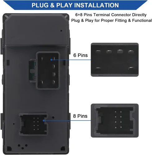 Miniatura 2 de Obaee Botón de interruptor de control de ventana eléctrica para puerta delantera izquierda del conductor Compatible con 2007-2019 Chevy Chevrolet