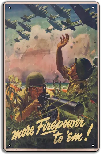 Miniatura 8 de Póster de metal de la Segunda Guerra Mundial "You Give Us the Fire!" 1942 de la Fuerza Aérea del Ejército de los Estados Unidos de 8 x 12 pulgadas